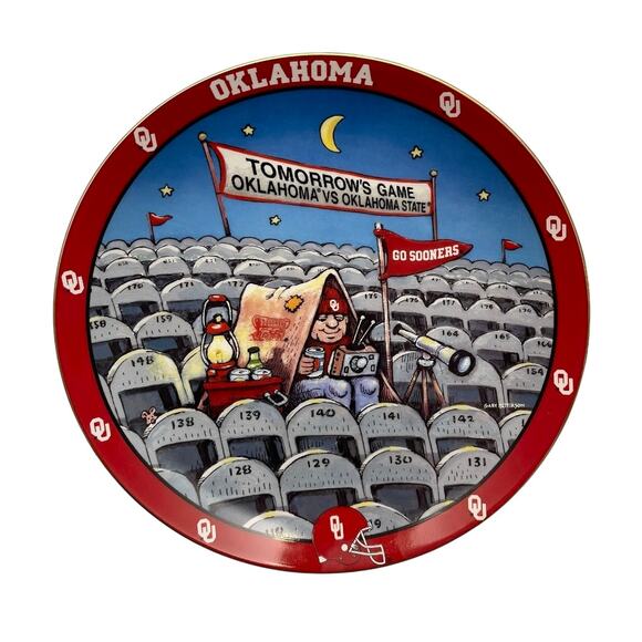 OU OKLAHOMA CAMPOUT Porcelain COLLECTOR PLATE By Gary Patterson 8" DANBURY MINT - Picture 1 of 3